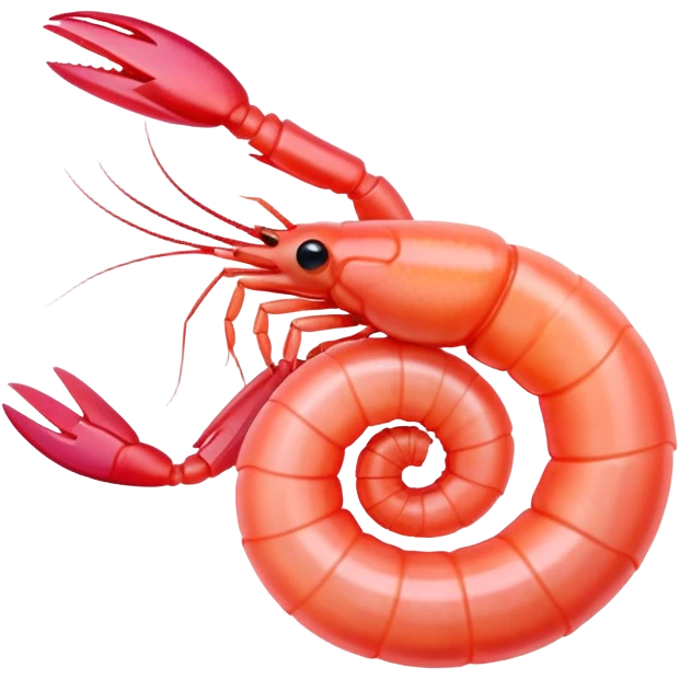 pink shrimp with curled body emoji