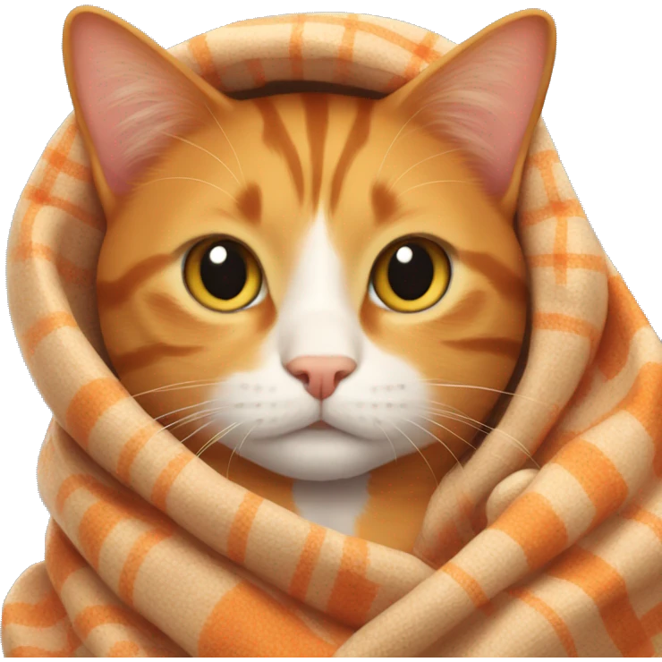 Orange cat with a blanket around it emoji