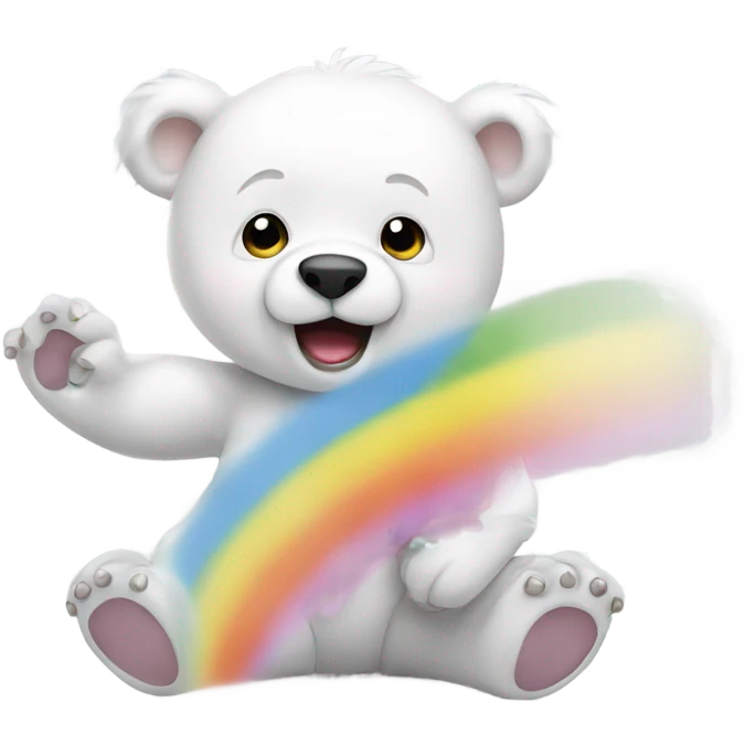 White Baby Bear Throwing Up Rainbow emoji