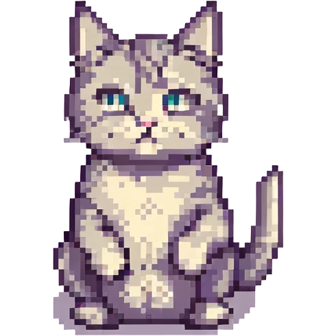 cat holding up its middle finger, pixel art style, bold and clear emoji