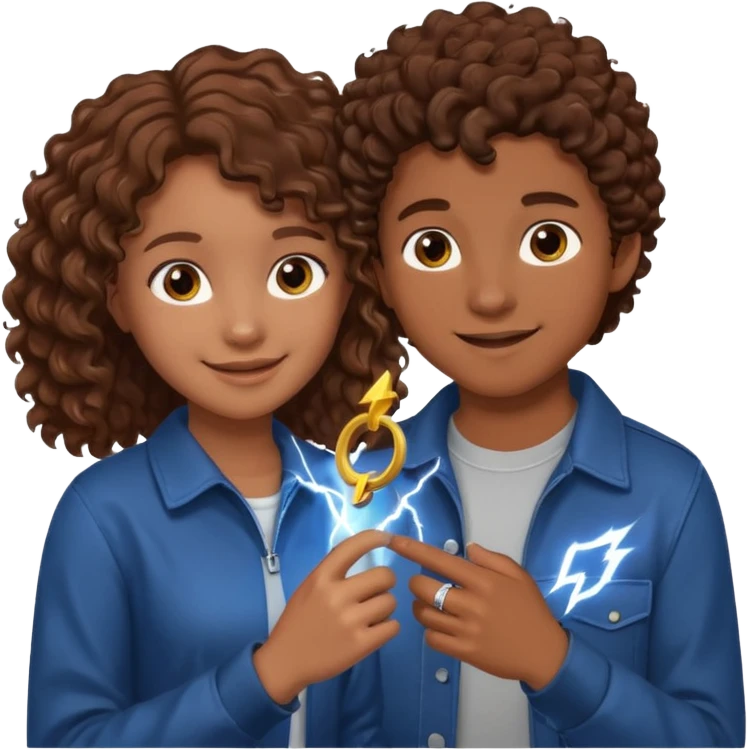 a 15 year old girl with brown curly hair but she has lightnings in it with a brown haired boy who gave her a promise ring emoji