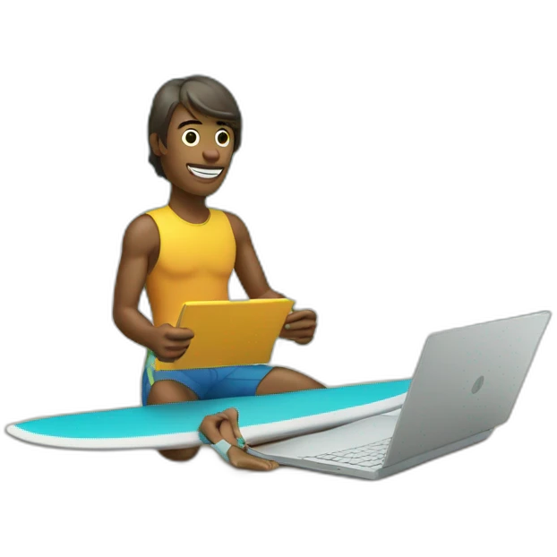 Surfer with portable computer emoji
