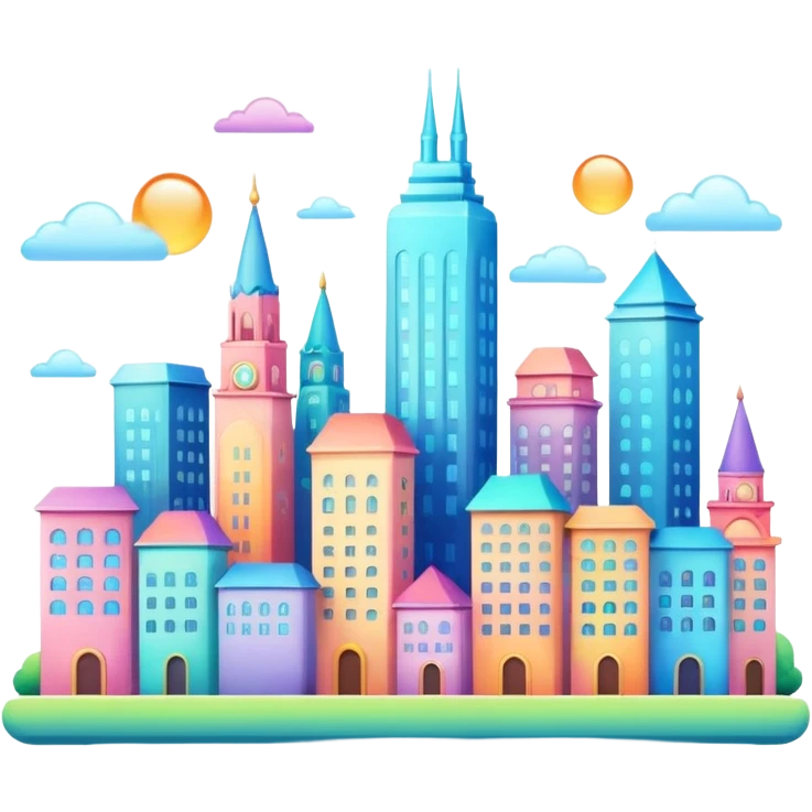Magical colorful shiny smooth glossy pastel city  emoji