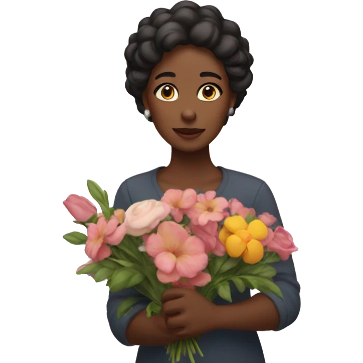 Woman with flowers in her hand emoji