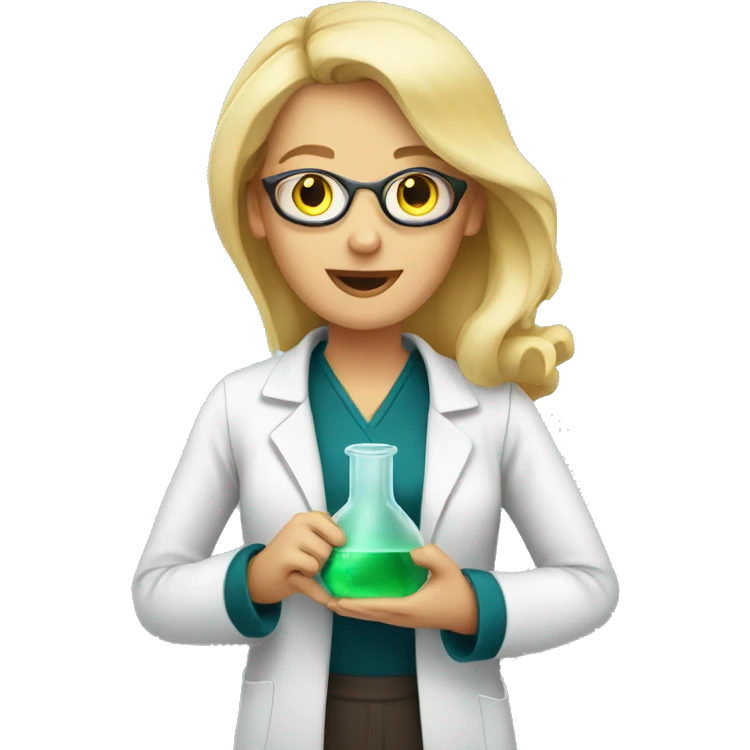 Blonde Women scientist holding flask emoji