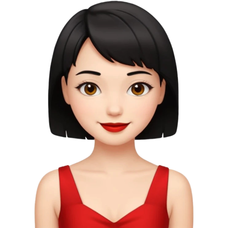 Chica con vestido rojo y pelo corto negro súper sexy emoji