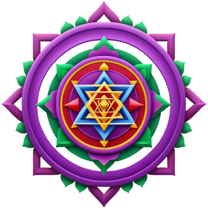 Sri yantra with purple green and red colors emoji