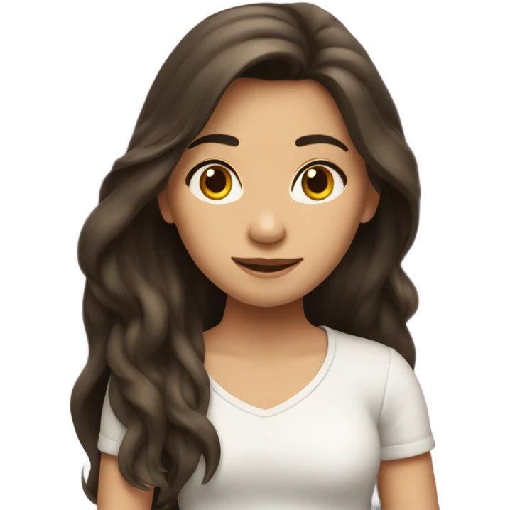 Mulat Girl with long hair, she is brunette  emoji