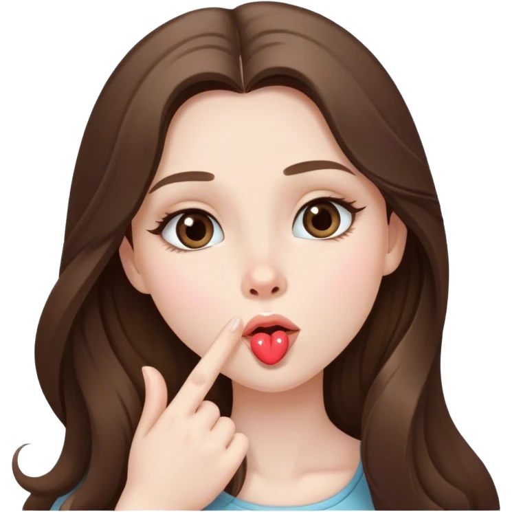  beautiful pale brunette girl with long hair sending a blowing kiss emoji