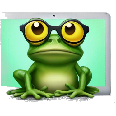 frog with sunglasses coding on a laptop emoji