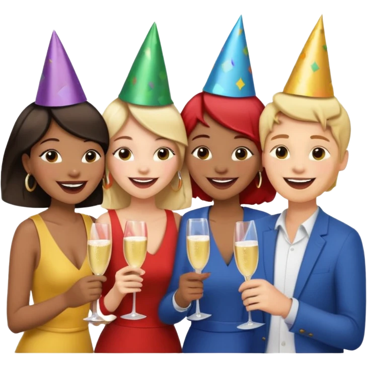 Some friends talking and looking each other emoji