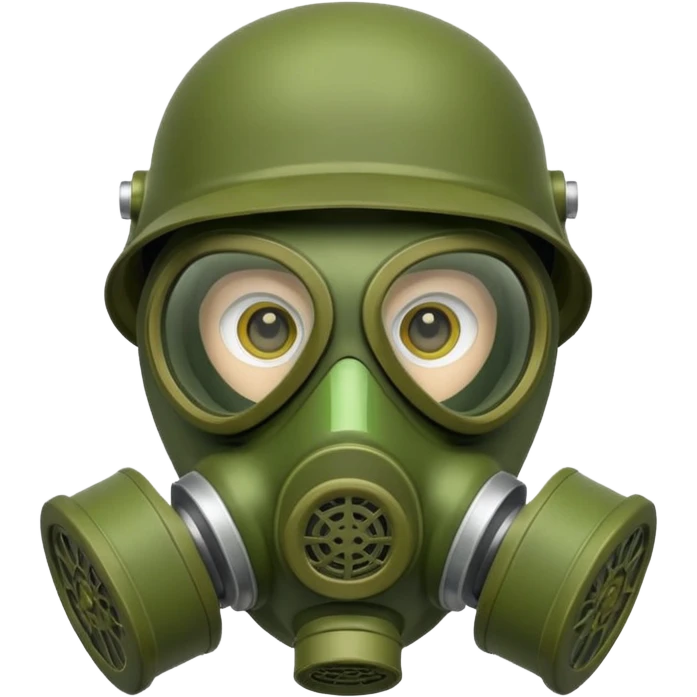 green gas mask, one filter emoji