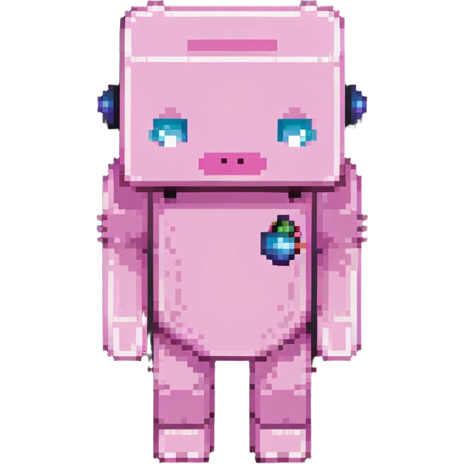 Minecraft pig, full body, pink blocky animal with square head and square body emoji