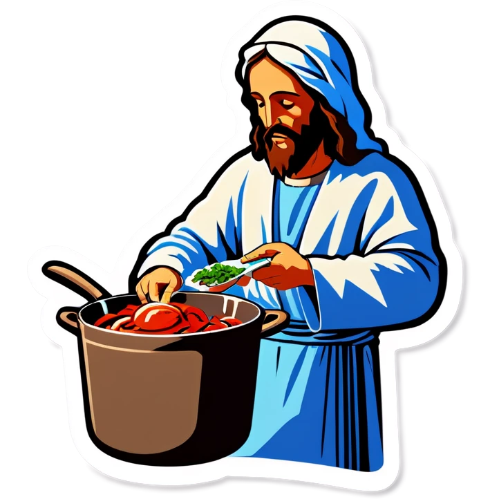 Jesus cooking meal emoji
