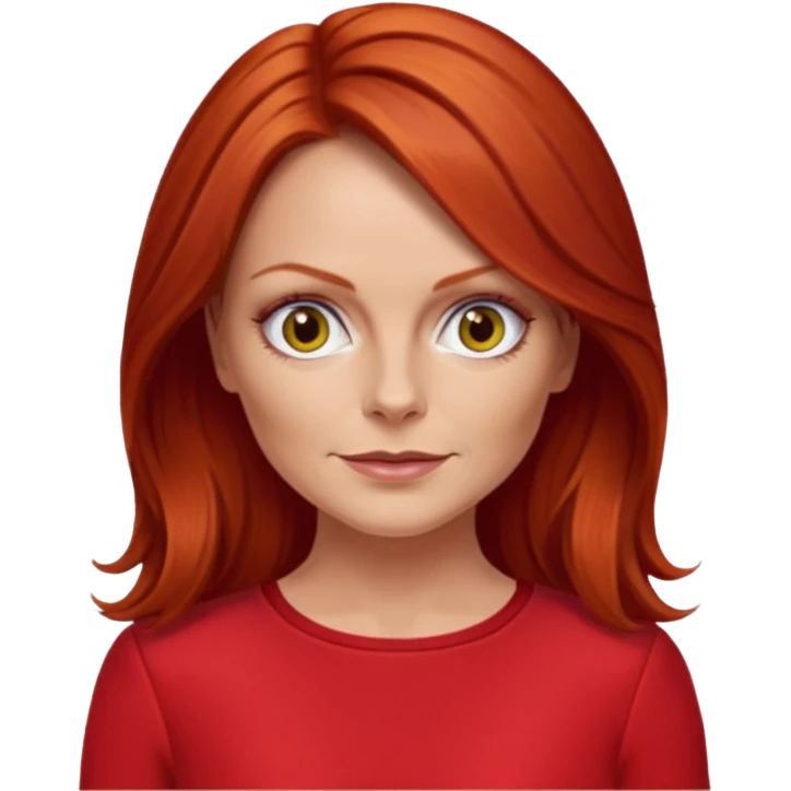 Geri Halliwell with red hair and red outfit emoji