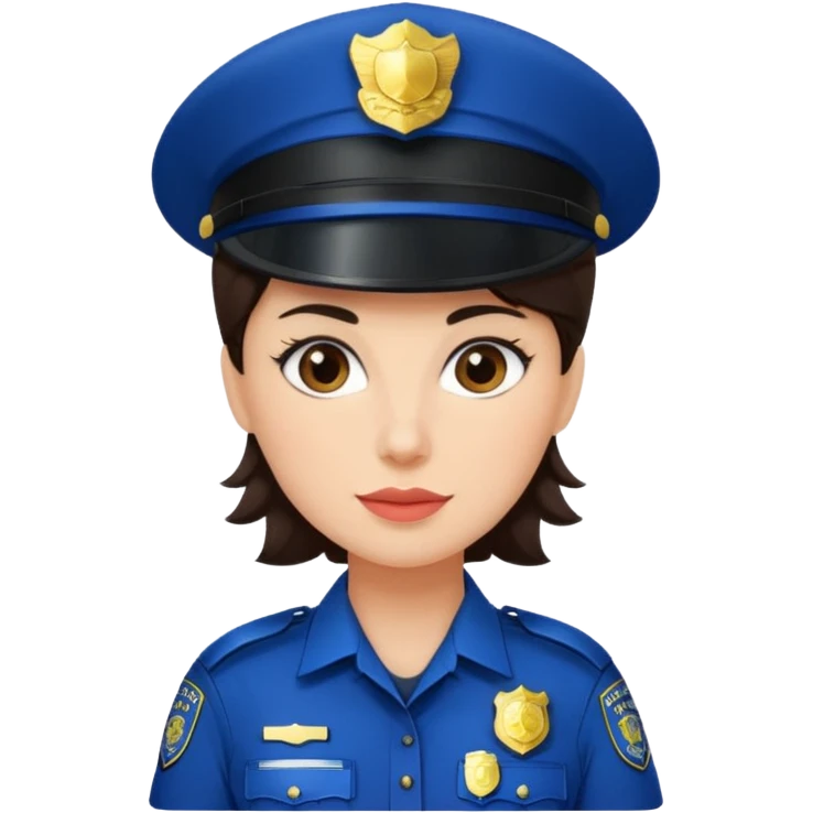 police woman with dark brown hair and bright skin emoji