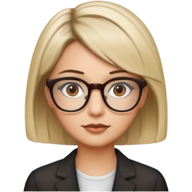 женщина с короткими светлыми волосами и темными корнями в очках и карими глазами и светлой кожей emoji