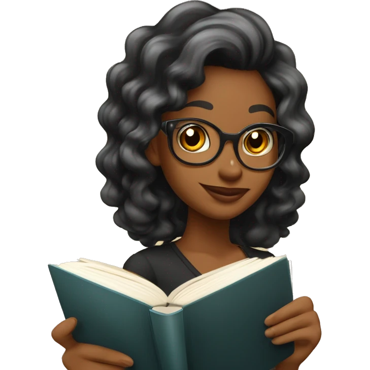 Chica piel clara de cabello ondulado color negro estudiando con un libro con cara de estresada  emoji