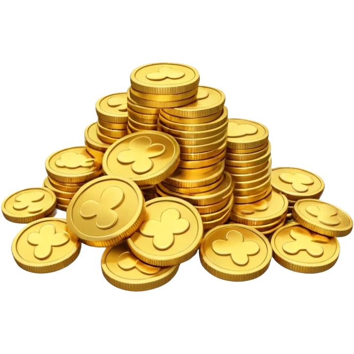 small pile of gold coins, 3D emoji style, shiny gold, no symbols, no text,  emoji