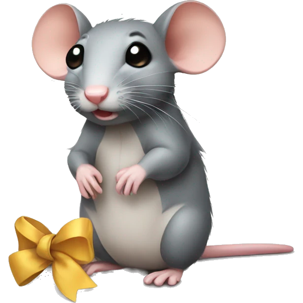 rat with cute bow emoji