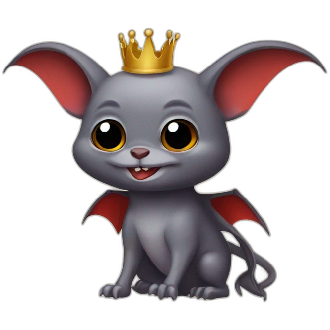 vampire bat with wings wearing crown emoji