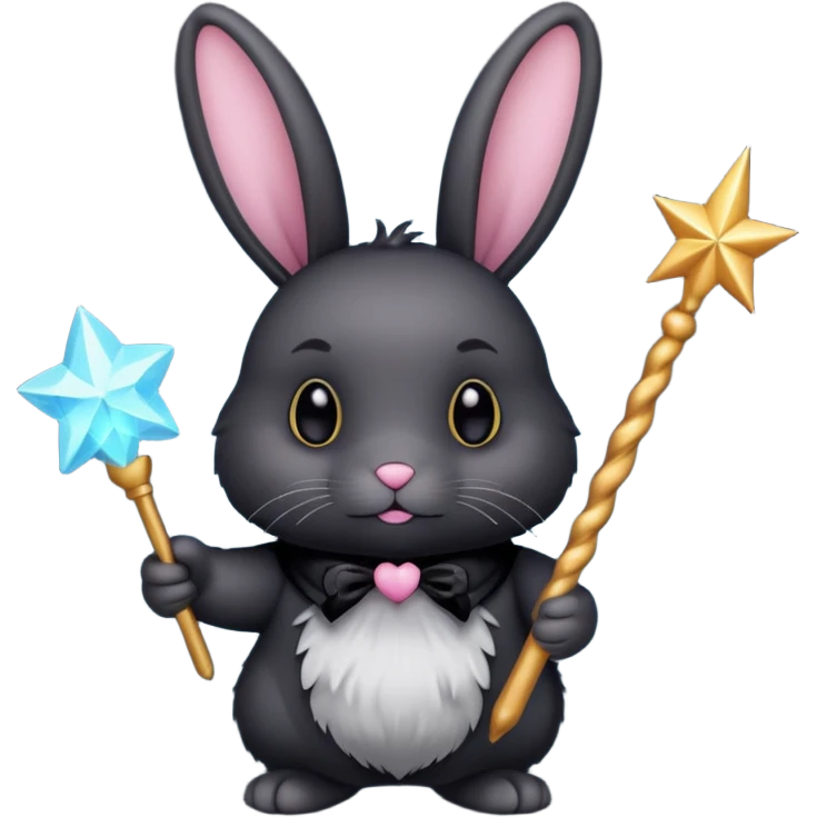 Black bunny with wand  emoji