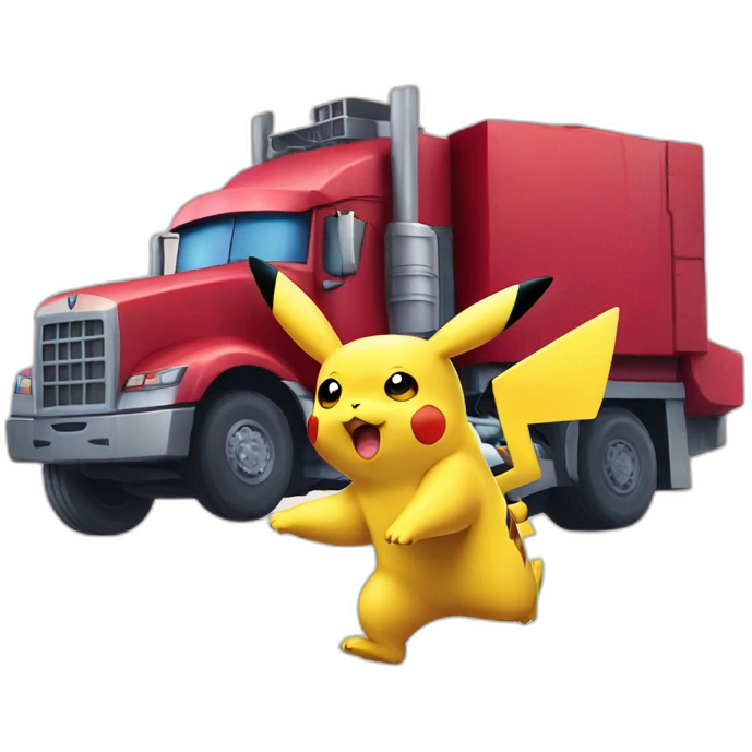 pikachu running away from Optimus Prime emoji