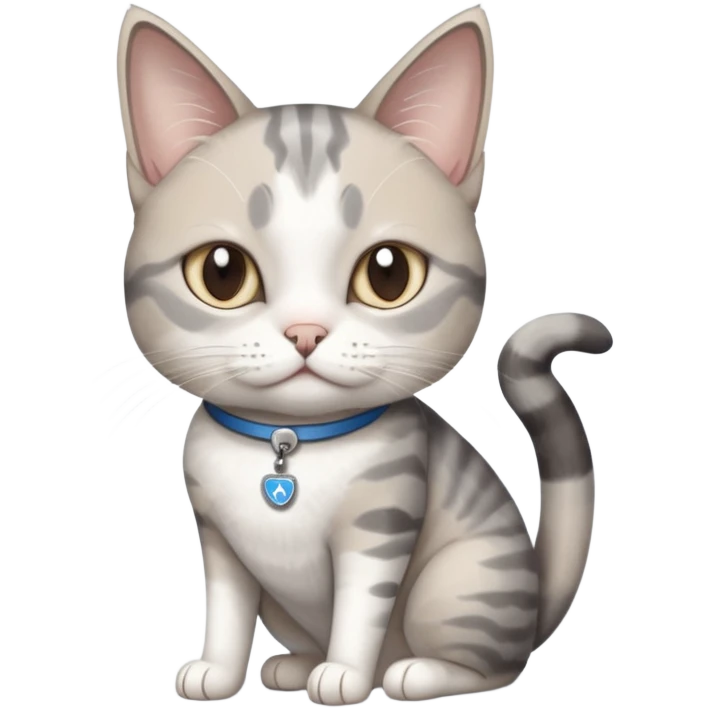 disabled grey and white cat in pet mobility aide emoji