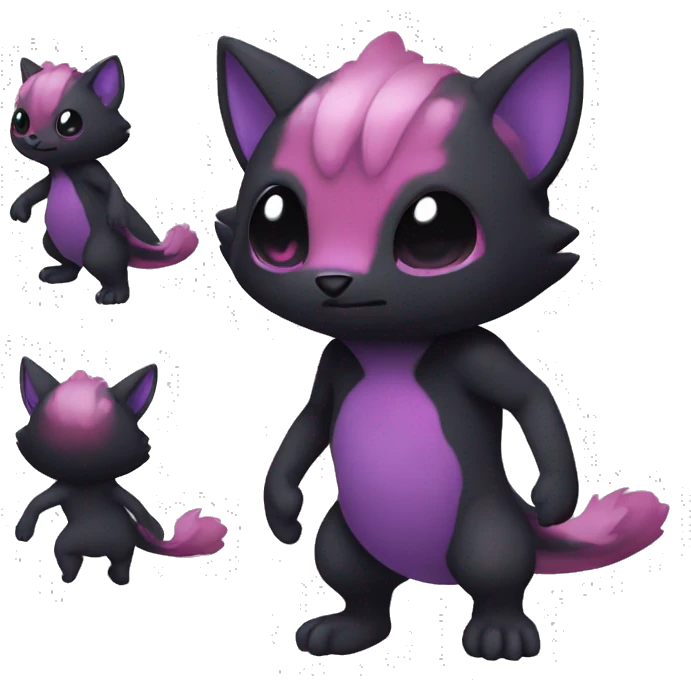Cute cool dark black red purple animal hybrid Fakemon full body emoji