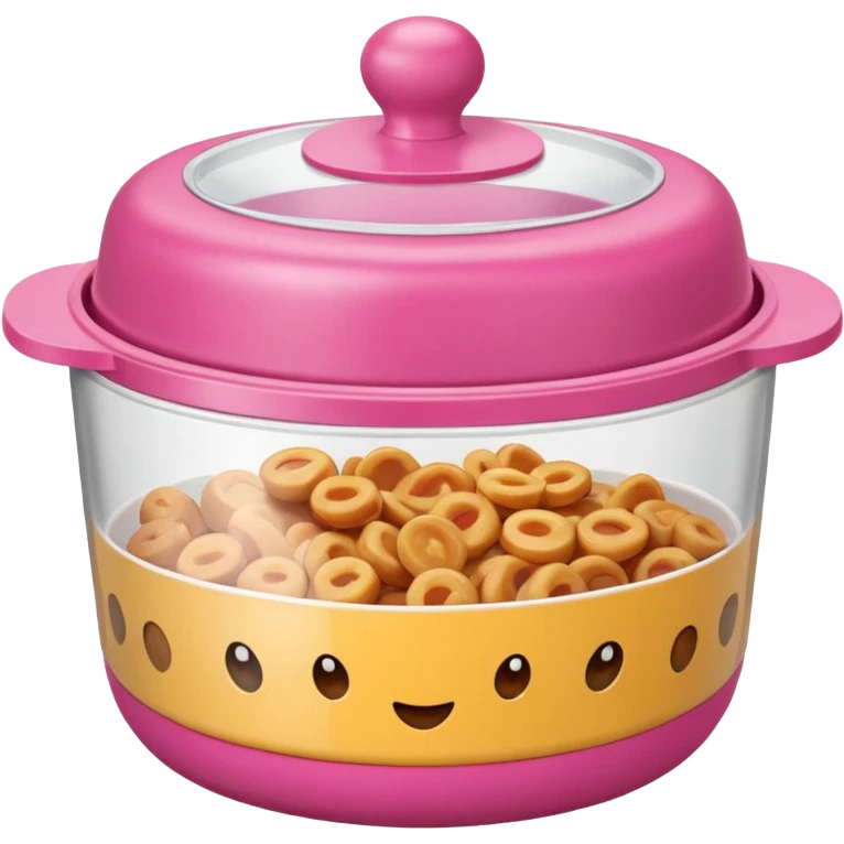leftover food bowl, with plastic cover on top. pink emoji