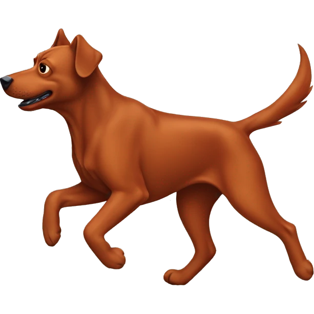 solid red dog with pointed ears running emoji