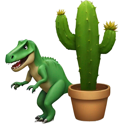 Trex holding a cactus  emoji