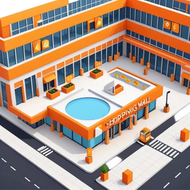 Shopping mall in bright orange emoji