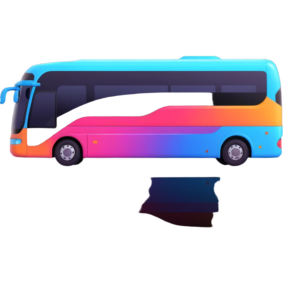 sleek futuristic green coach bus side profile vibrant glossy simple face emoji