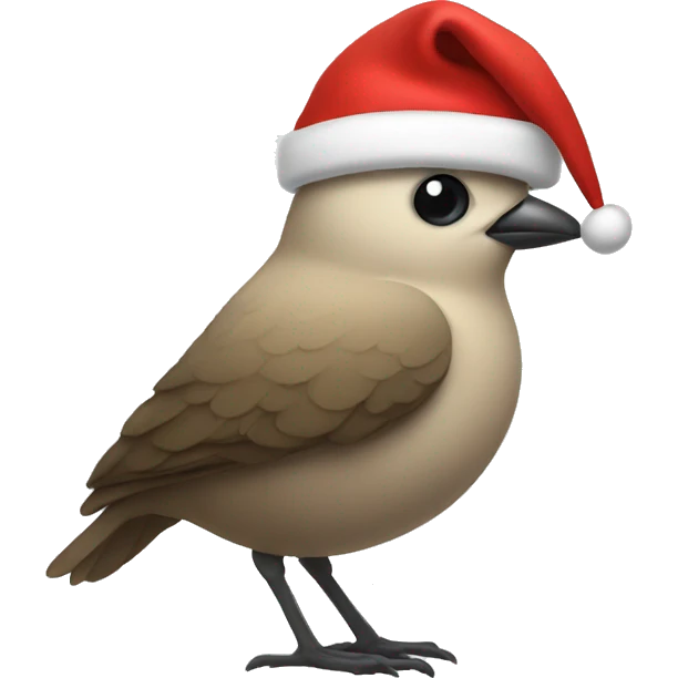 Bird wearing a Santa hat emoji