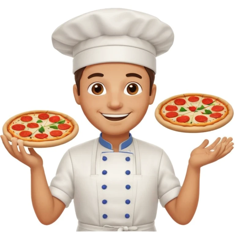 smiling Italian chef spinning pizza dough emoji