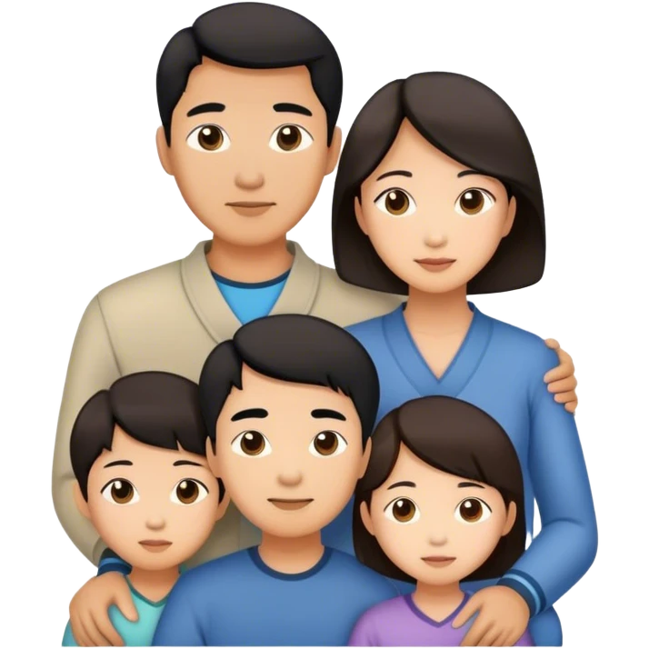 Asian Family with mom dad son and daughter emoji