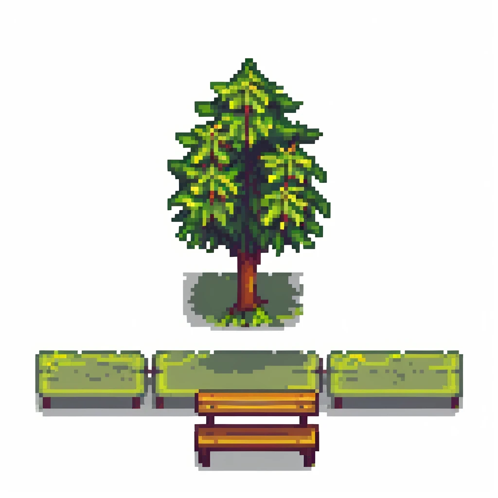 simple iconic city park with tree and bench emoji