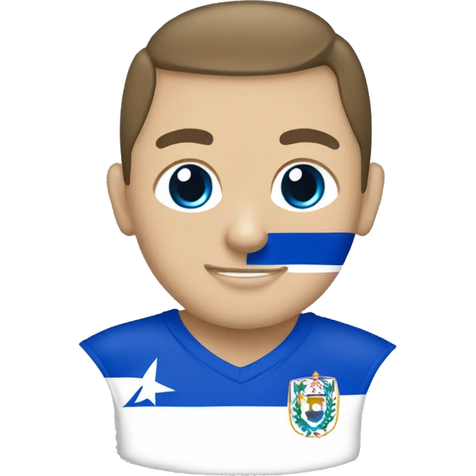 copa con una bandera detras azul y blanca emoji