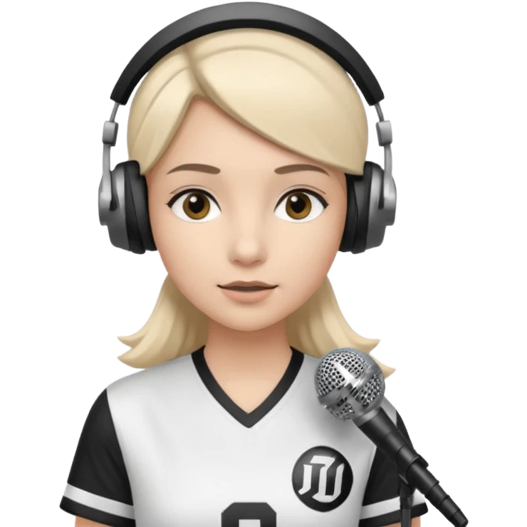 girl interested in journalism, on-air reporting, silent film and sports emoji