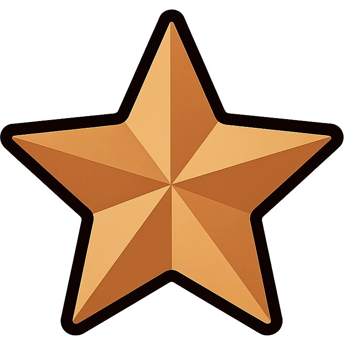 bronze star rating symbol, metallic effect, clean and modern, for rating emoji