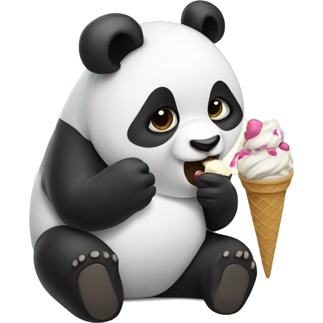 Panda eating ice cream emoji