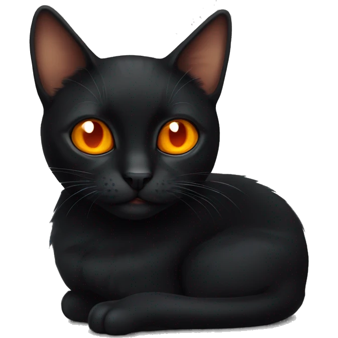 Black cat with bright orange eyes  emoji