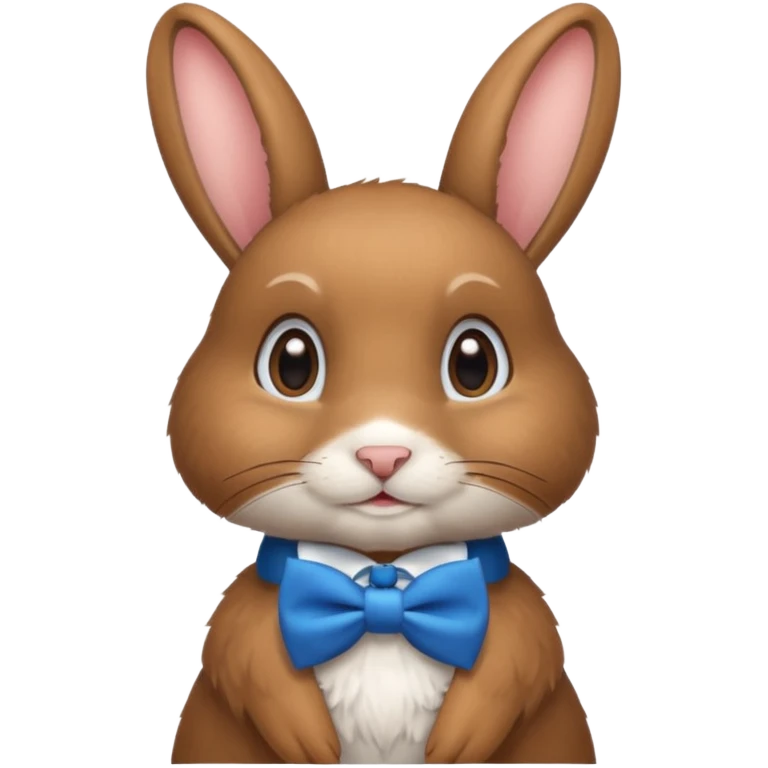 Brown rabbit with blue bow tie emoji