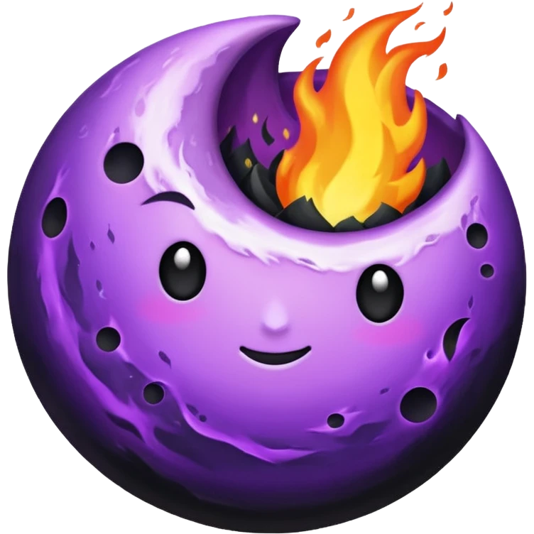 purple and black fire with a moon inside emoji