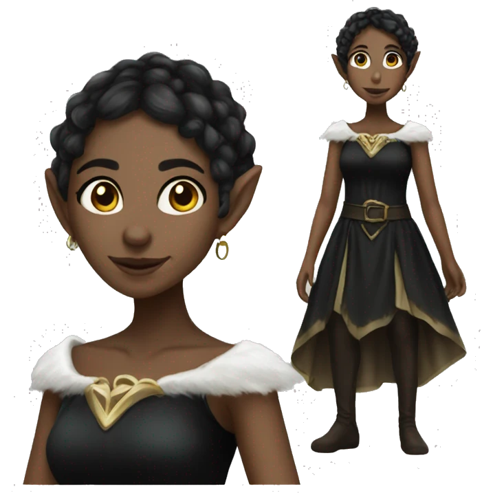 female elf fantasy black dress emoji