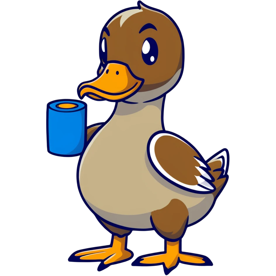 mallard duck holding a roll of duct tape emoji