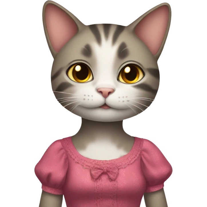 Cat wearing dress emoji