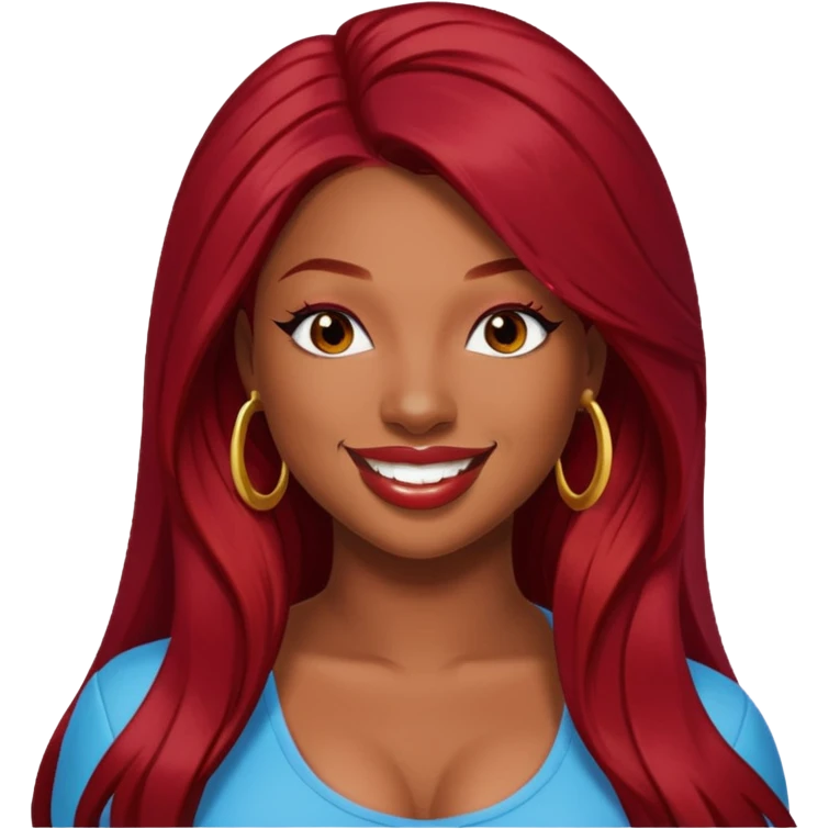 Megan Thee Stallion with long dark red hair  emoji
