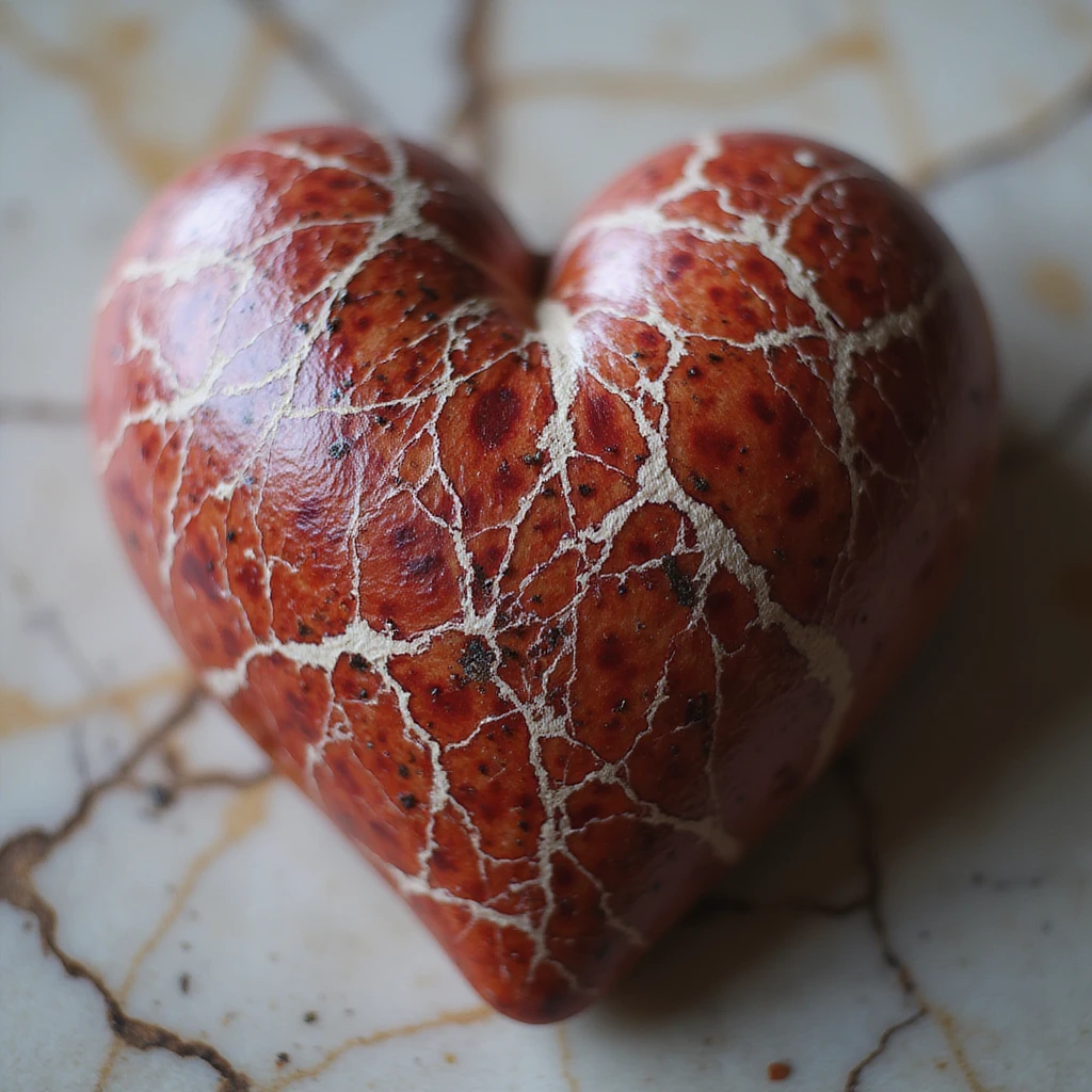 heart with a marble texture, photorealistic style, highly detailed, realistic lighting and reflections emoji